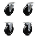 Service Caster 5 Inch Soft Rubber Wheel Swivel Top Plate Caster Set with 2 Rigid SCC-20S514-SRS-TP3-2-R-2